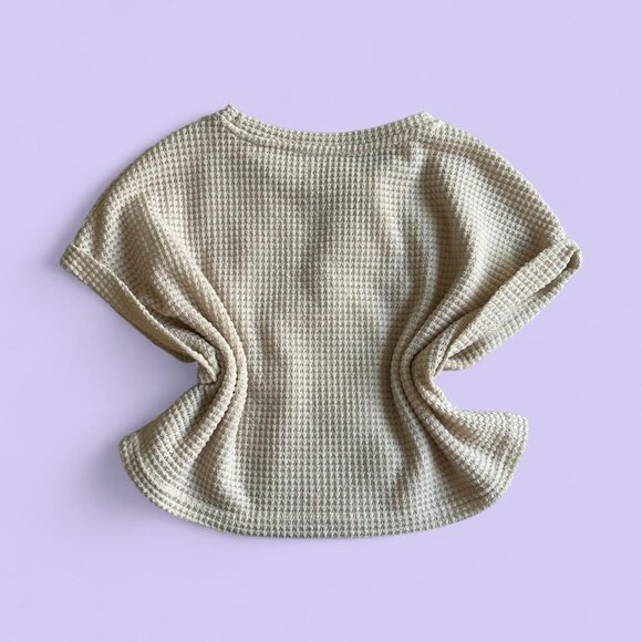 Cream Waffle Knit Cropped Top – Size M - Picture 6 of 8